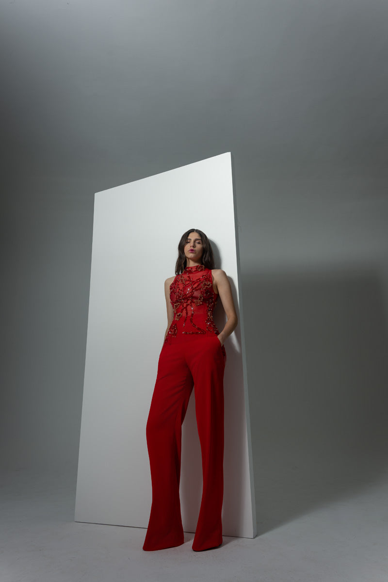 Sindoor Ponte Straight Leg Trousers Front Runway