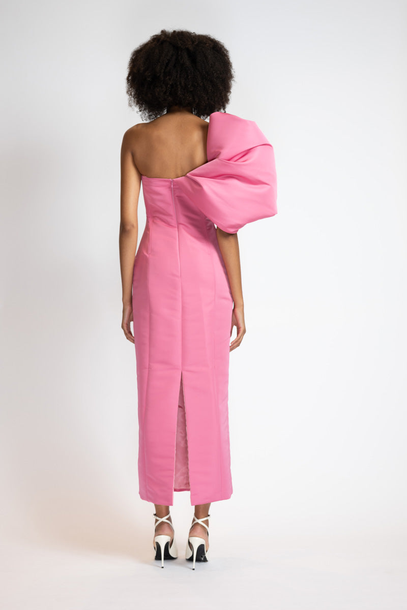 Camellia Faille Dress With Draped Cloud Shoulder 7