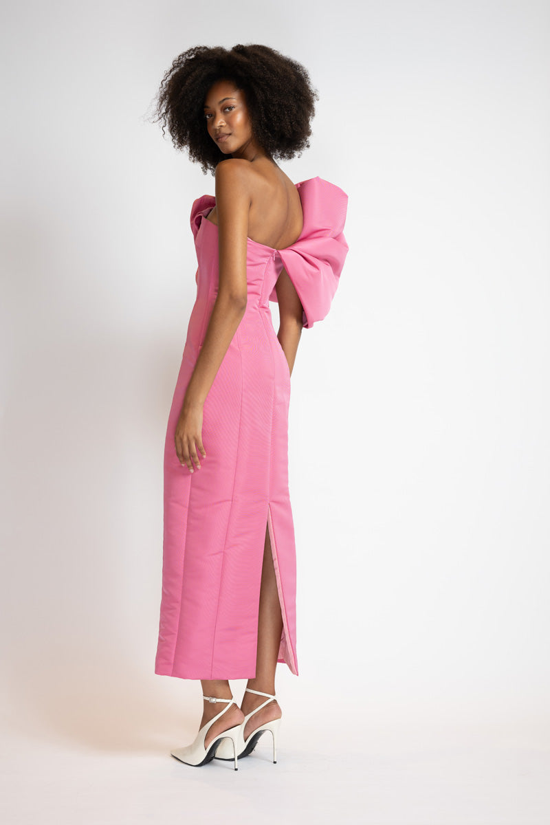 Camellia Faille Dress With Draped Cloud Shoulder 6