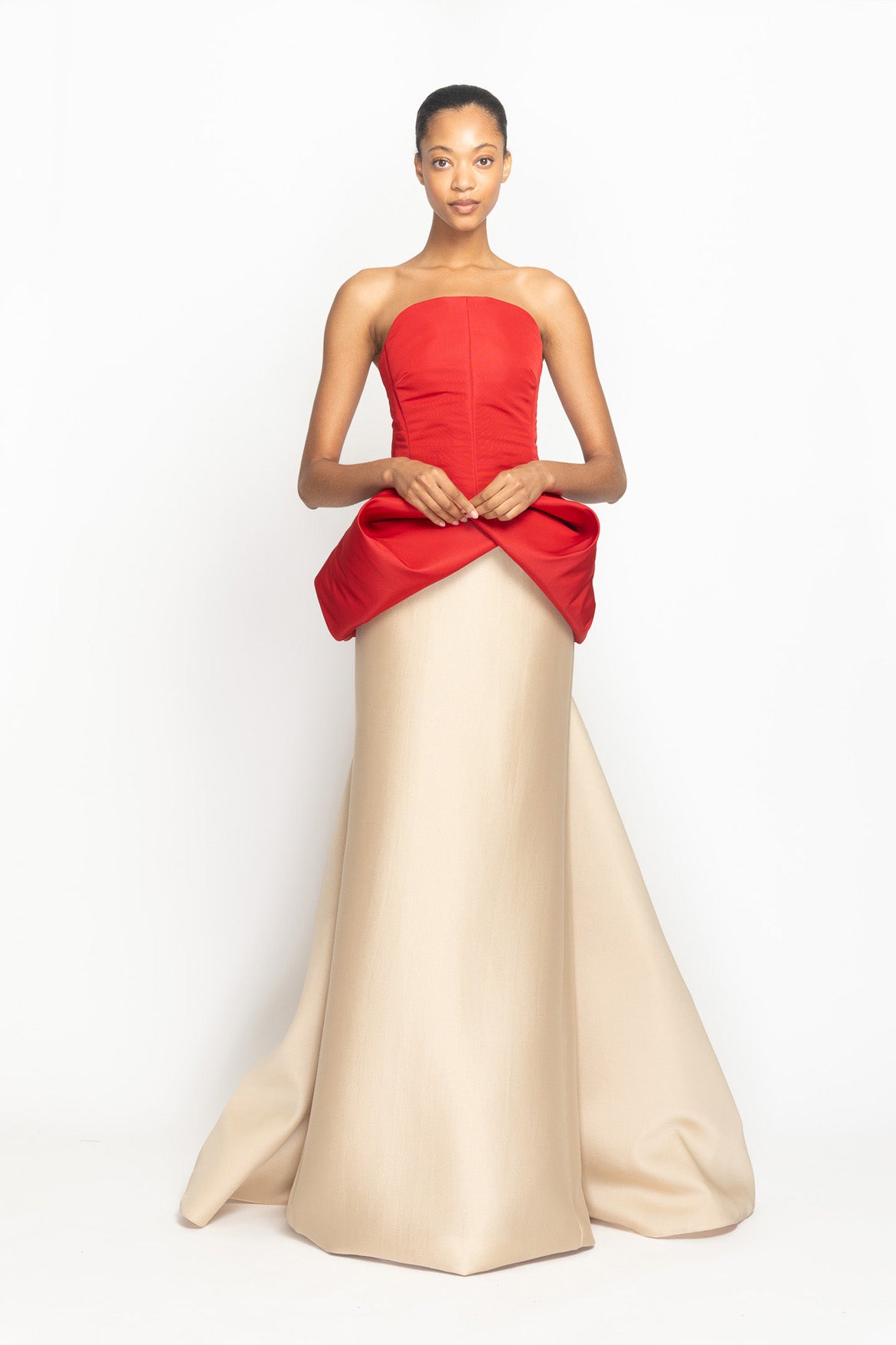 Almond Gazaar Column Skirt with Train Front