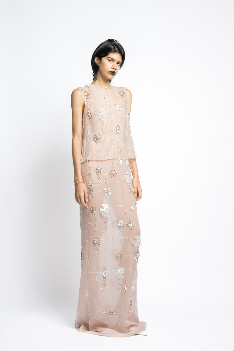 Crystal Lattice Embroidery Organza Halter Gown With Matching Tank Top 5