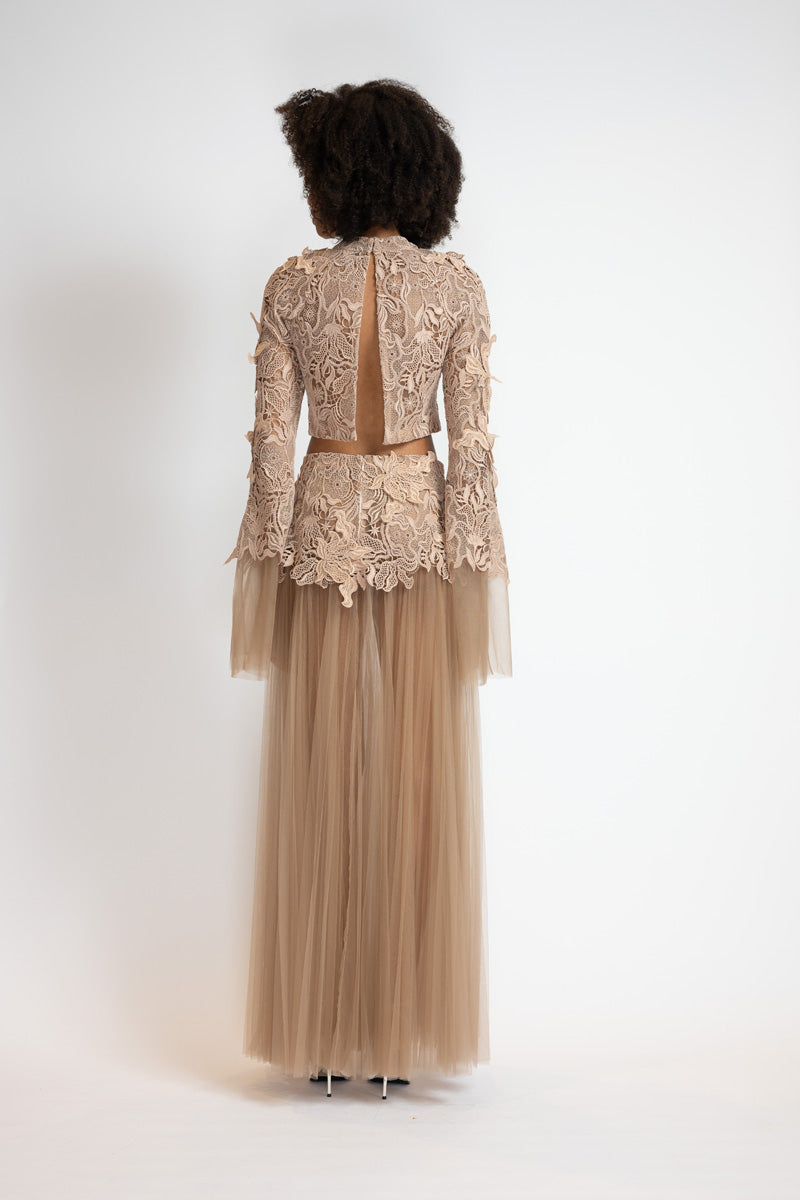 Dropped Waist Lehenga Pleated Skirt 7