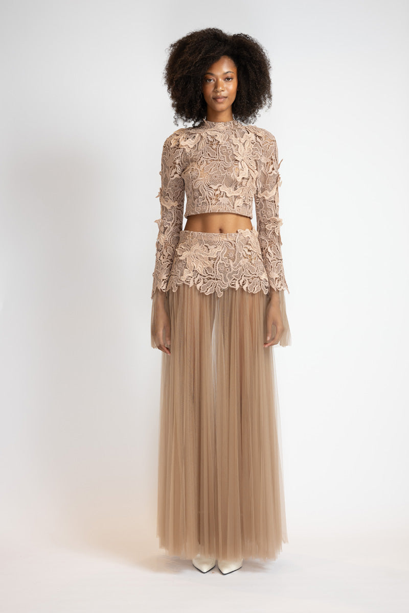 Dropped Waist Lehenga Pleated Skirt 1