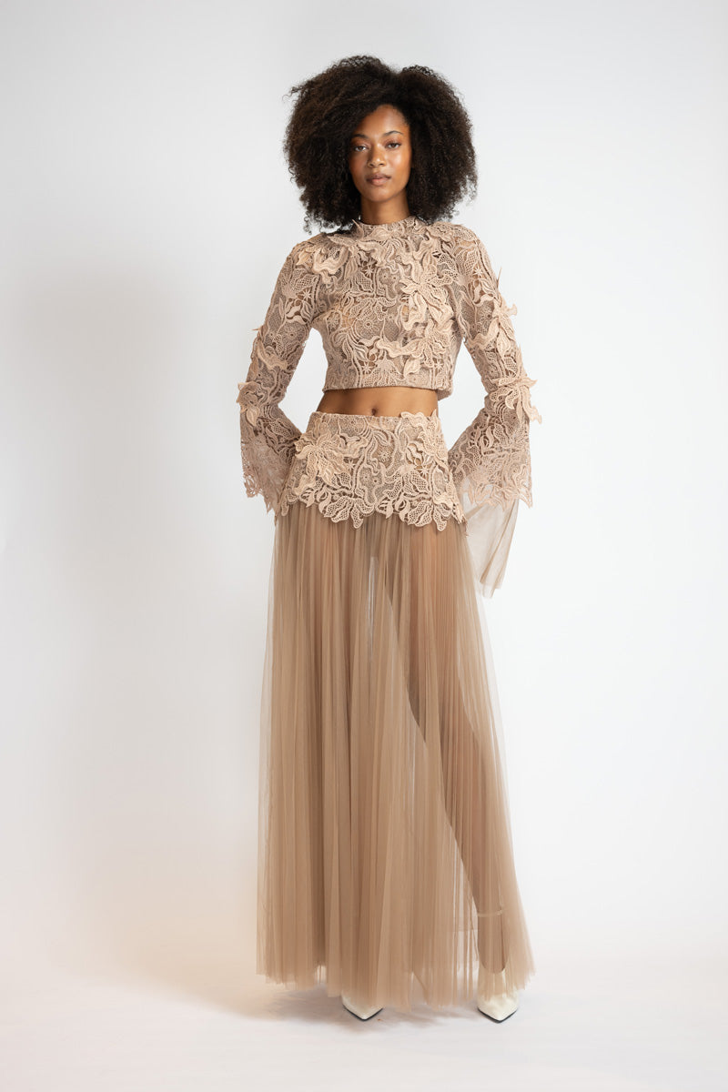 Dropped Waist Lehenga Pleated Skirt 2