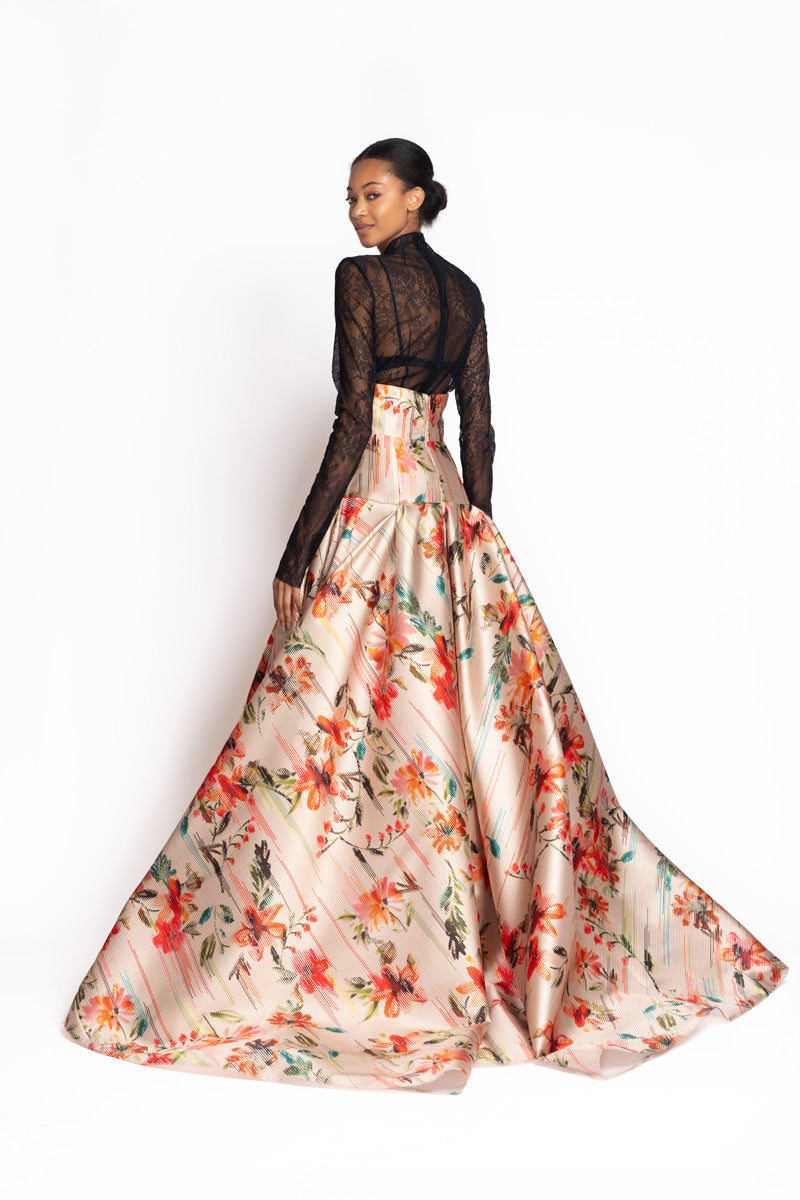 Luisa Print Mikado Corset Ball Skirt 4