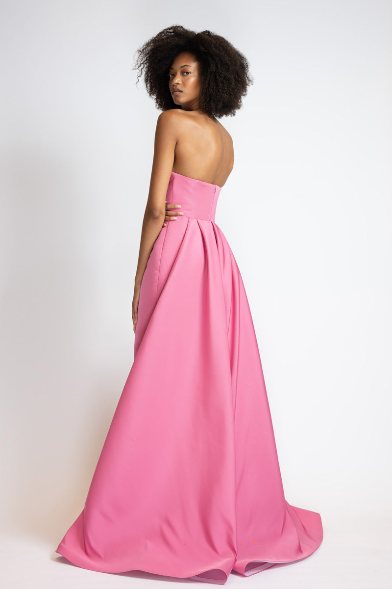 Camellia Faille Strapless Dress With Draped Blossom Train 4