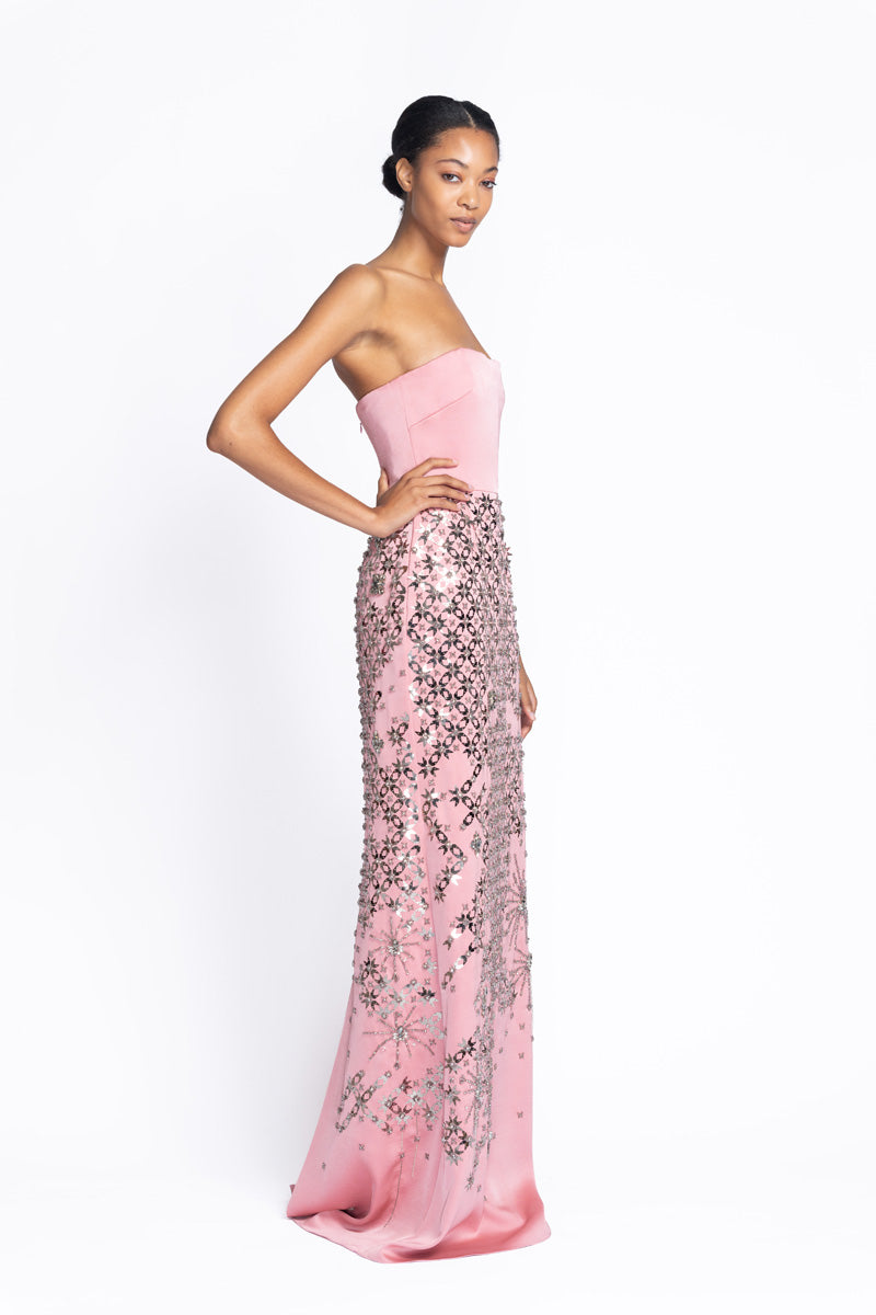 Stella Embroidered Primrose Strapless Gown 3