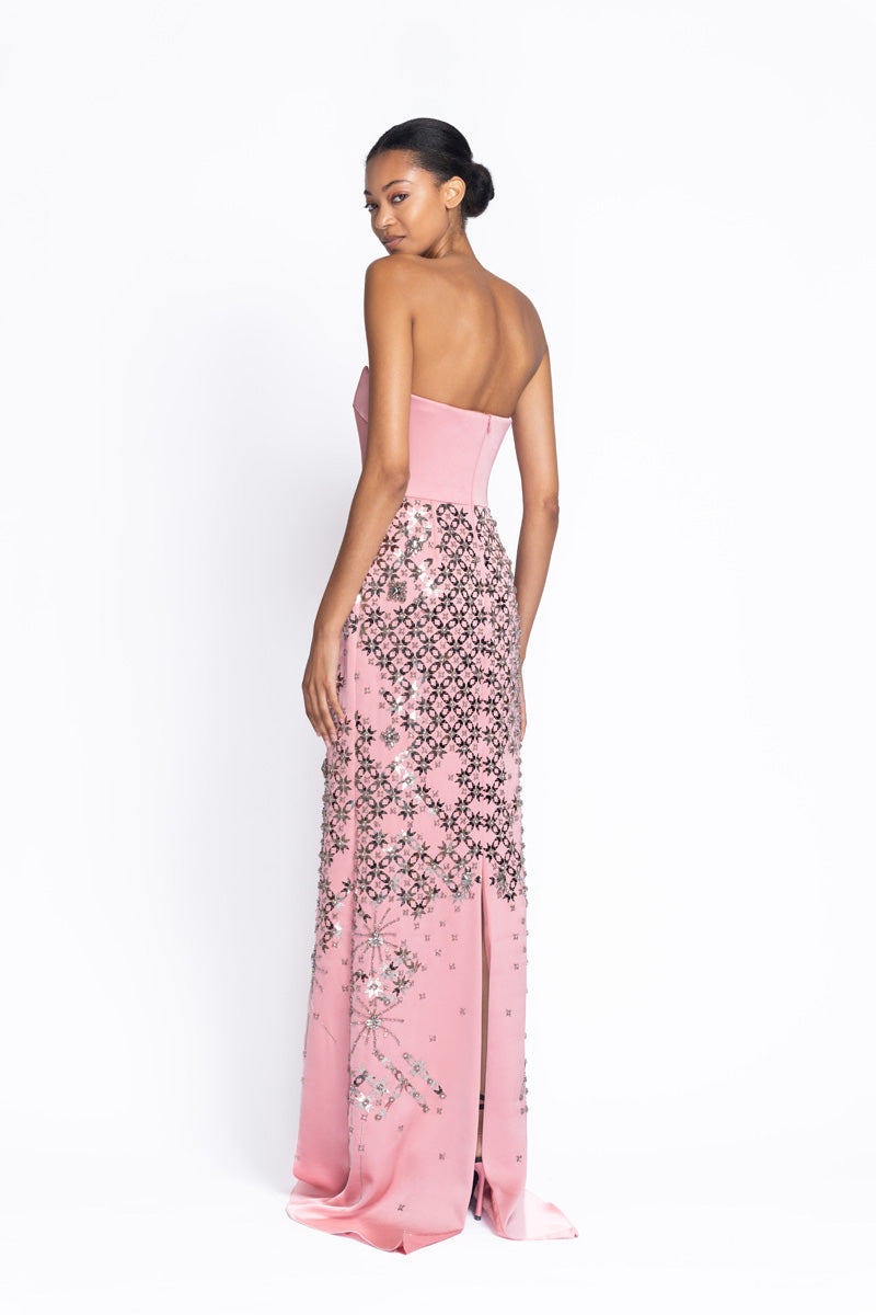 Stella Embroidered Primrose Strapless Gown 4
