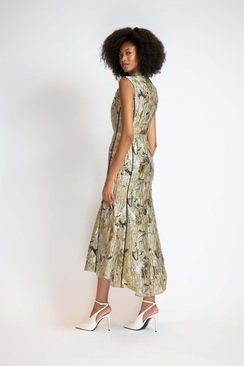 Marble Jacquard Dress With Trumpet Skirt 3