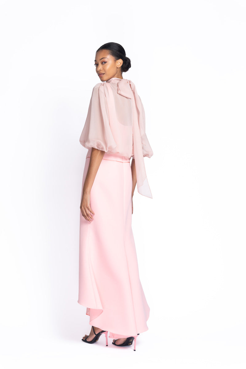 Primrose Crepe And Peony Cady Dress with Chantilly Lace Applique 3