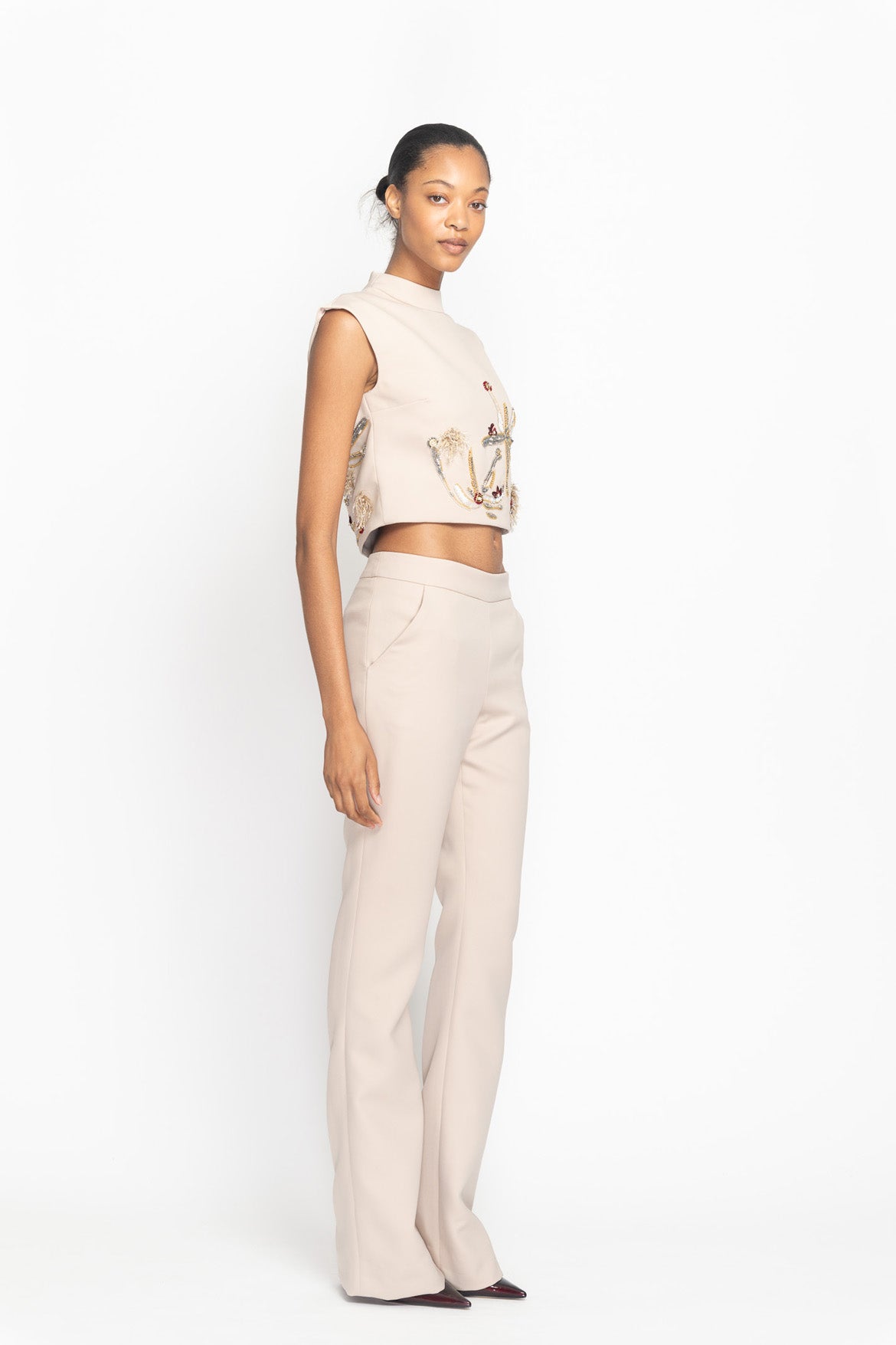 Almond Cady Bell Bottom Trouser Side One