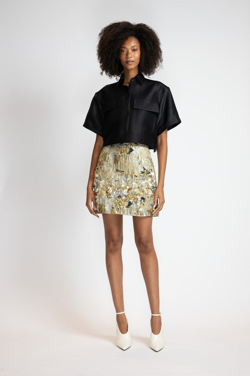 Embroidered Marble Baroque High Waisted Mini Skirt 2