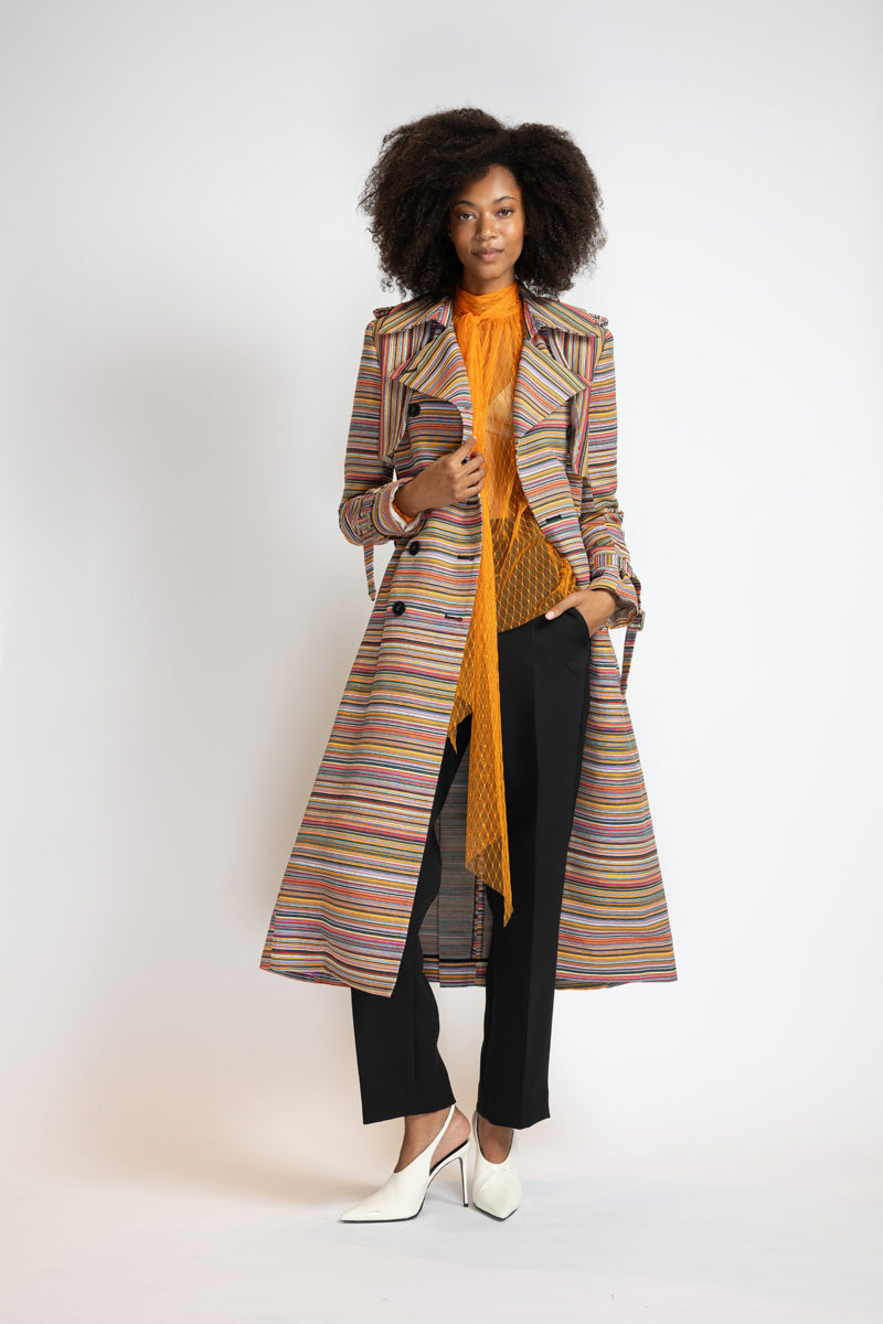 Mashru Jacquard Trench Coat 1