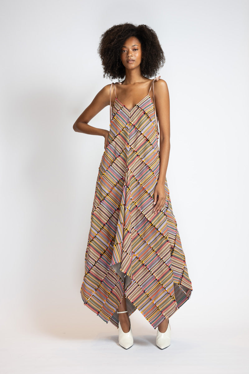 Mashru Jacquard And Tulle Panelled Trapeze Dress 2