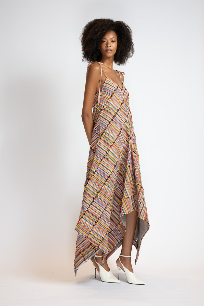 Mashru Jacquard And Tulle Panelled Trapeze Dress 4