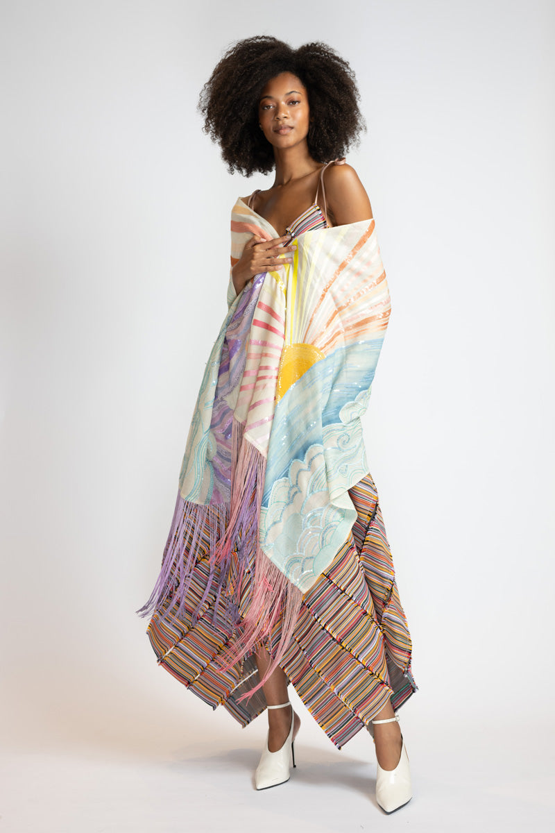 Pantone Dualities Morning Fringed Scarf 1