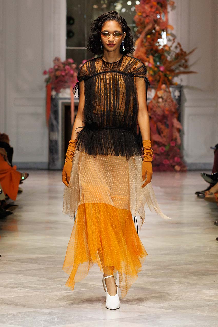 Spring 2025 Look 11 tricolor dress