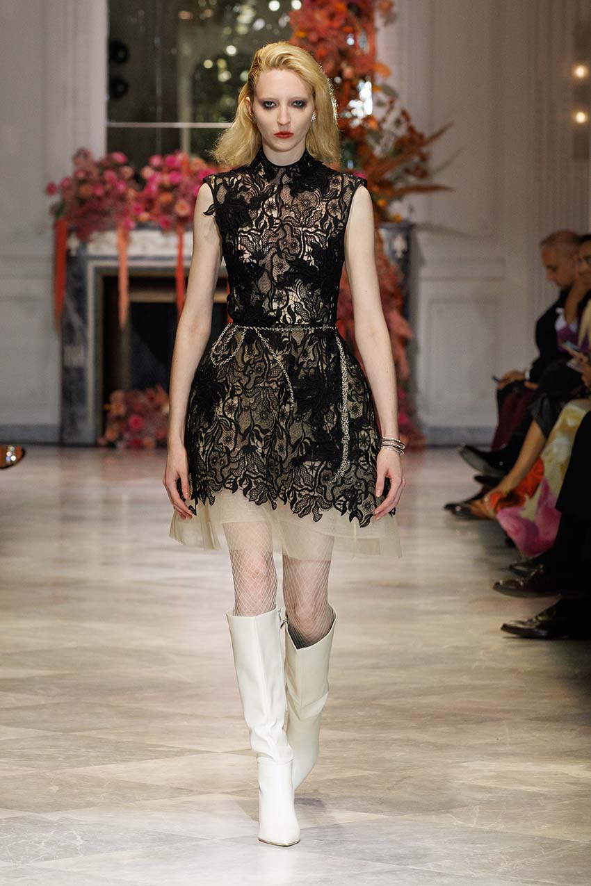 Black Nomad Lace and Blush Tulle Dress with Bell Skirt Black Nomad Lace and Blush Tulle Dress with Bell Skirt