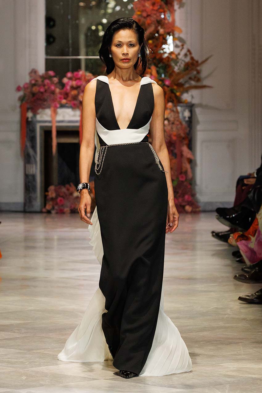 Spring 2025 Look 34 black and white gown