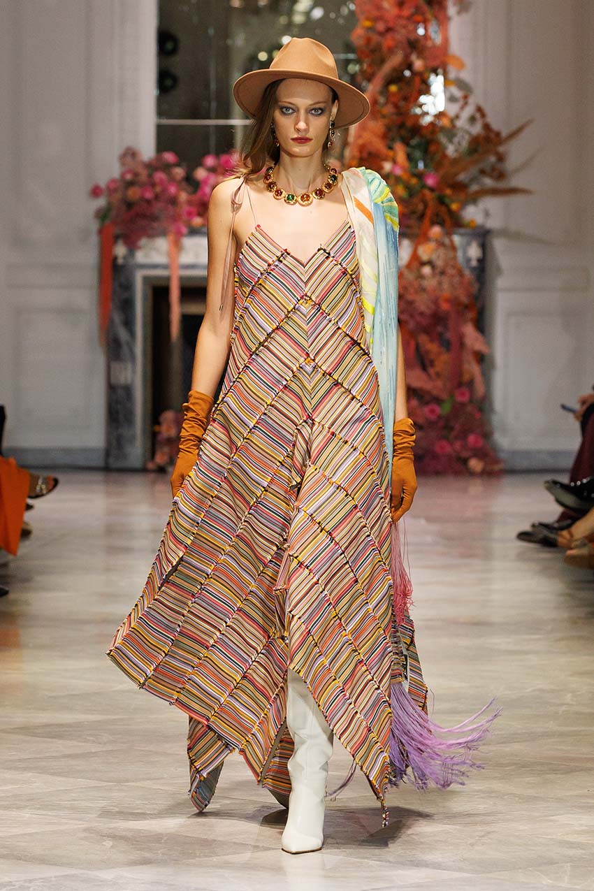 Mashru Jacquard And Tulle Panelled Trapeze Dress Mashru Jacquard And Tulle Panelled Trapeze Dress