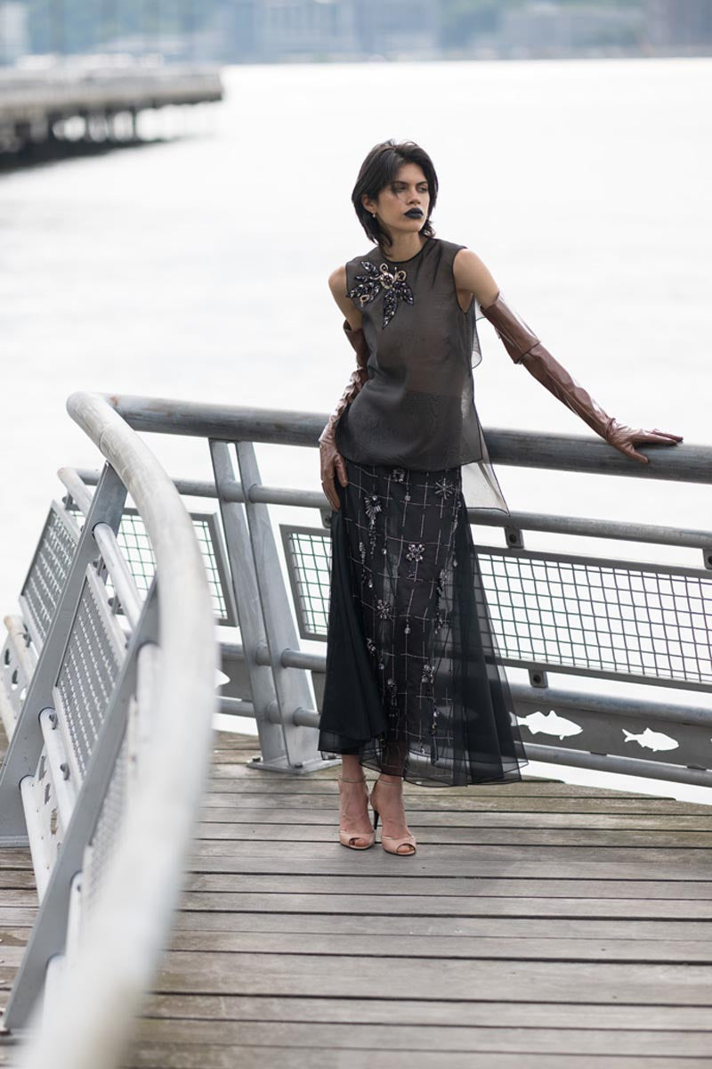 organza top dress Crystal Lattice Embroidery Organza Halter Gown With Matching Tank Top