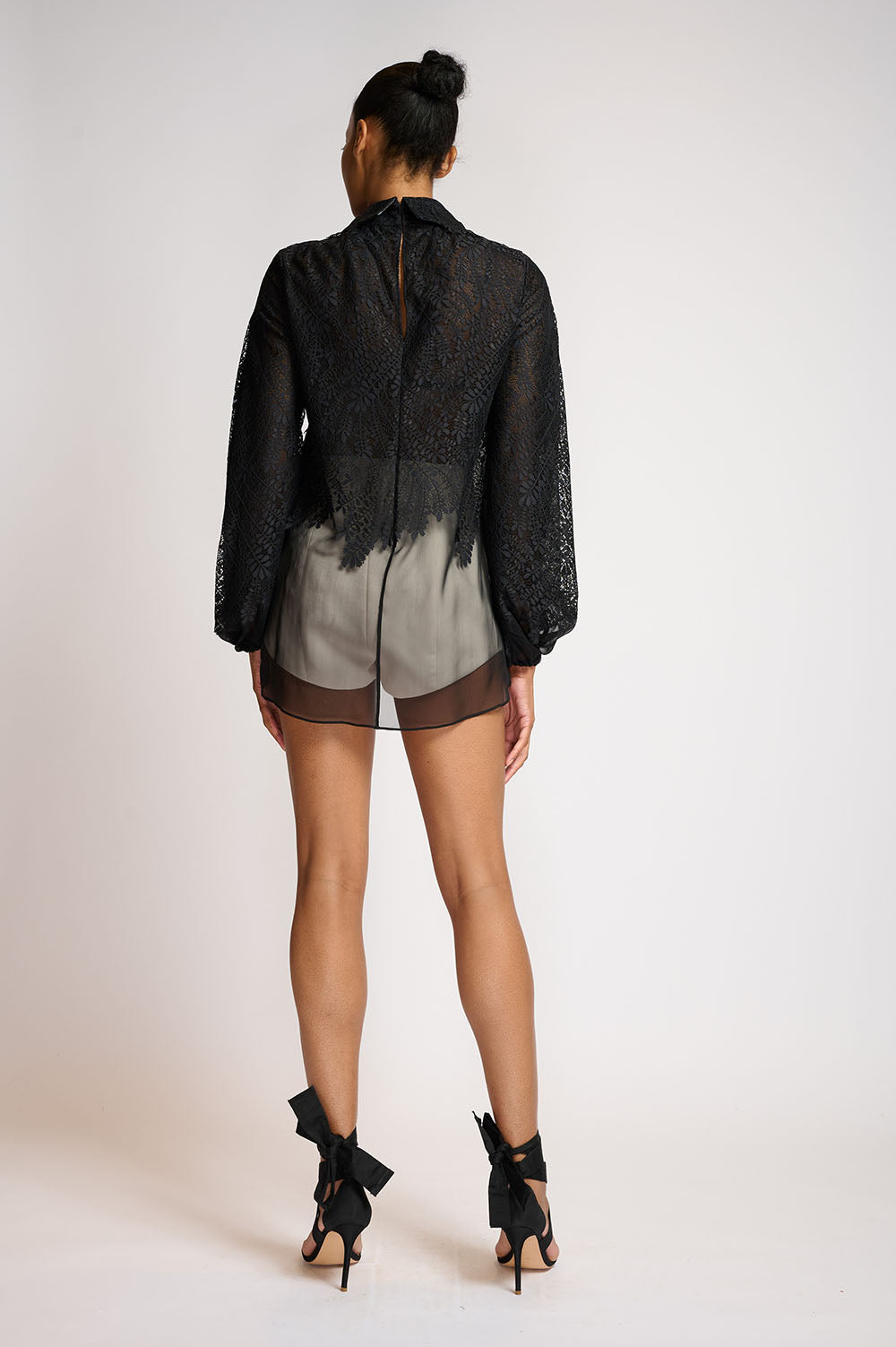 Onyx locust lace blouse