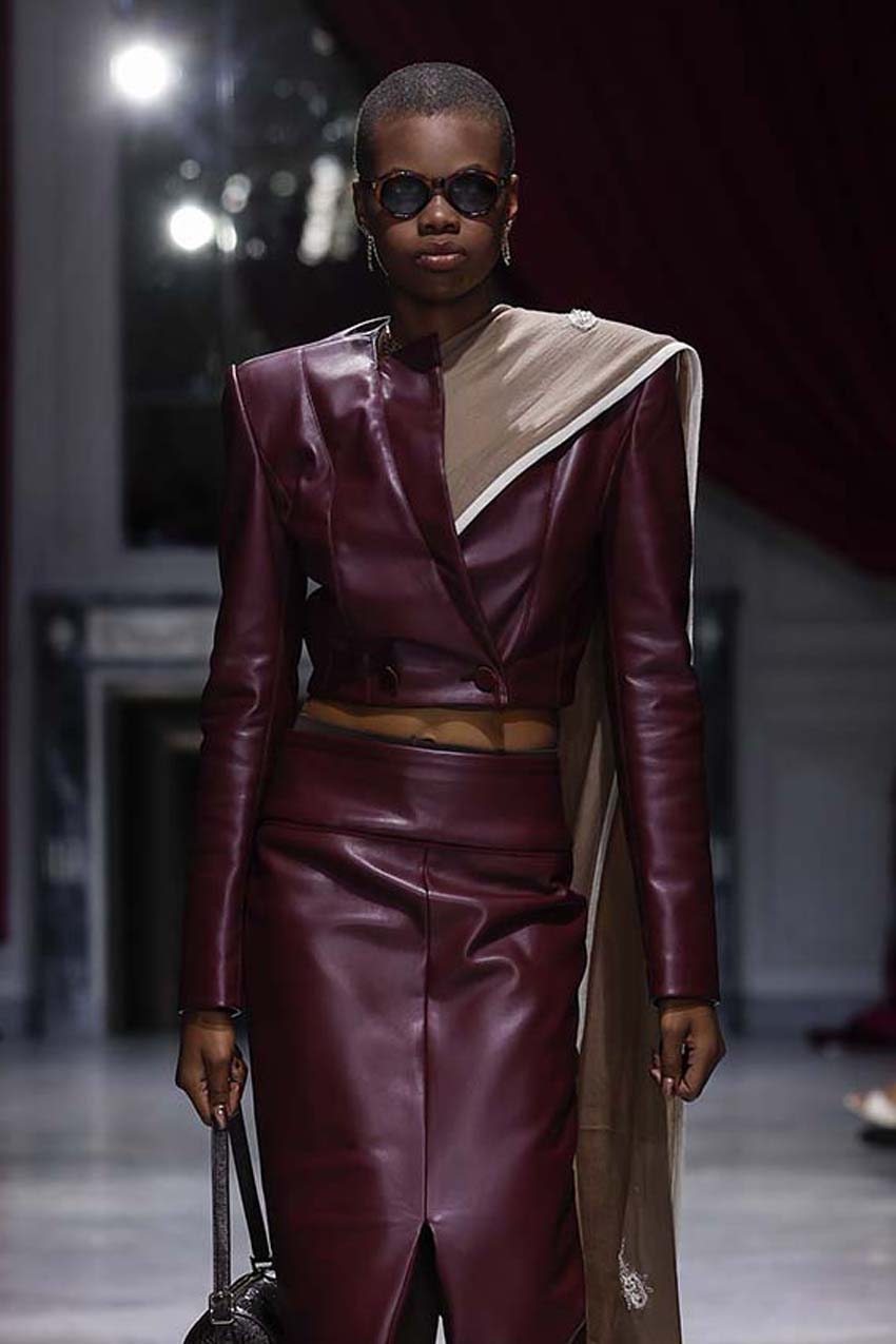 Claret Vegan Leather Cropped Blazer