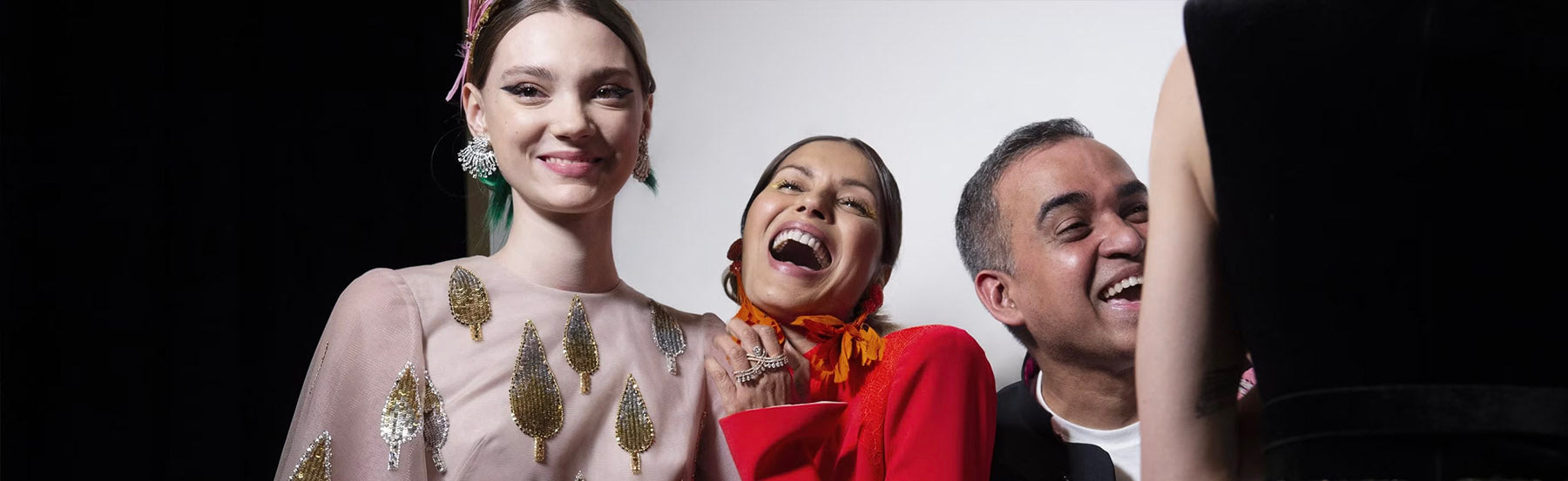 Bibhu with models in forevermark jewelry