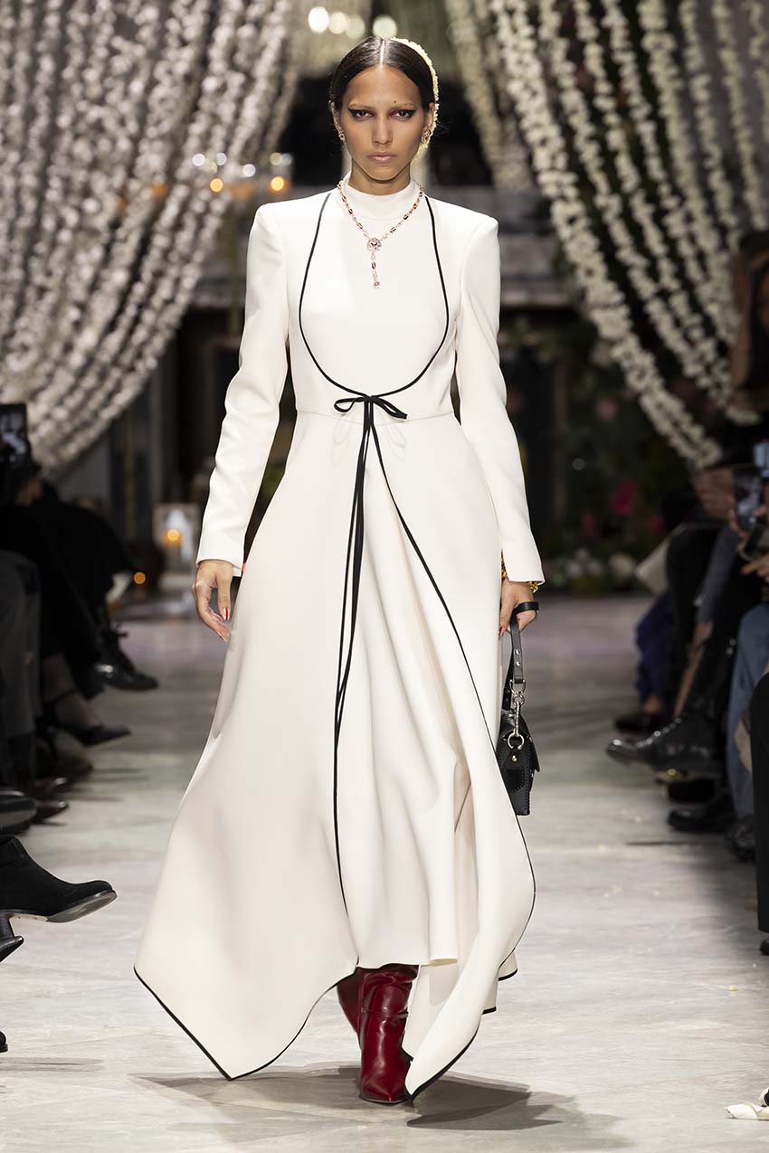 Ivory Cady Angrakha Dress with Tie-Front Detail
