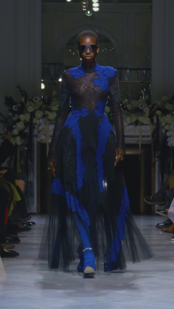 Pleated Tulle Dress with Yves Blue and Onyx Lace Applique video
