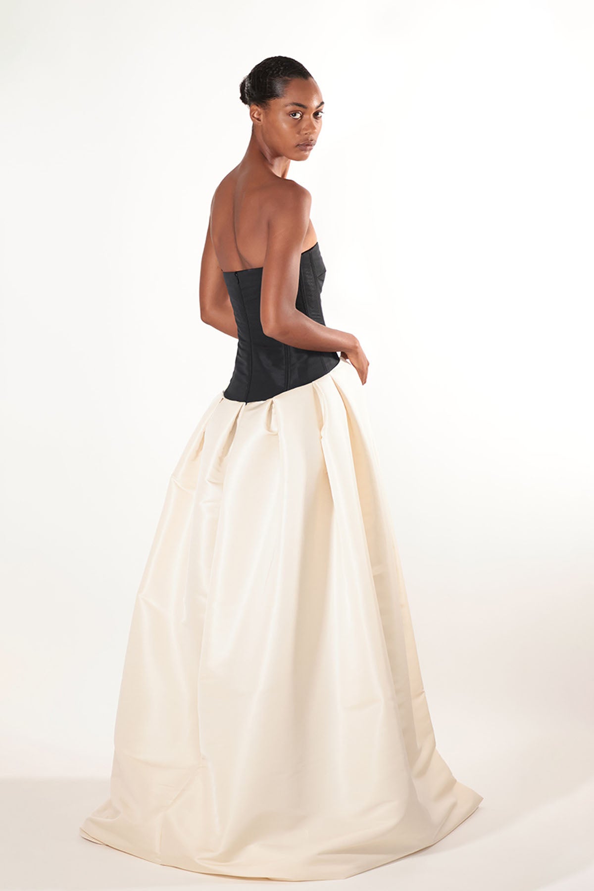 Embroidered Faille Color Blocked Gown 3