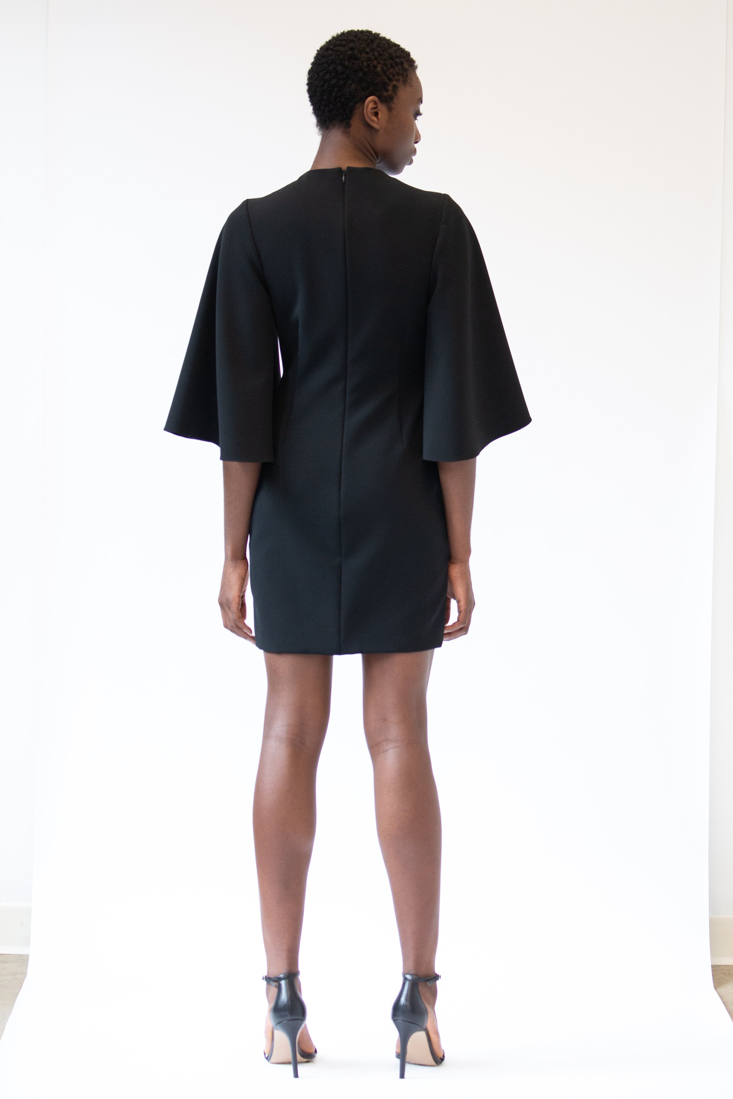 Laser Cut B Mirror and Raffia Embroidered Bell Sleeve Mini Dress 4