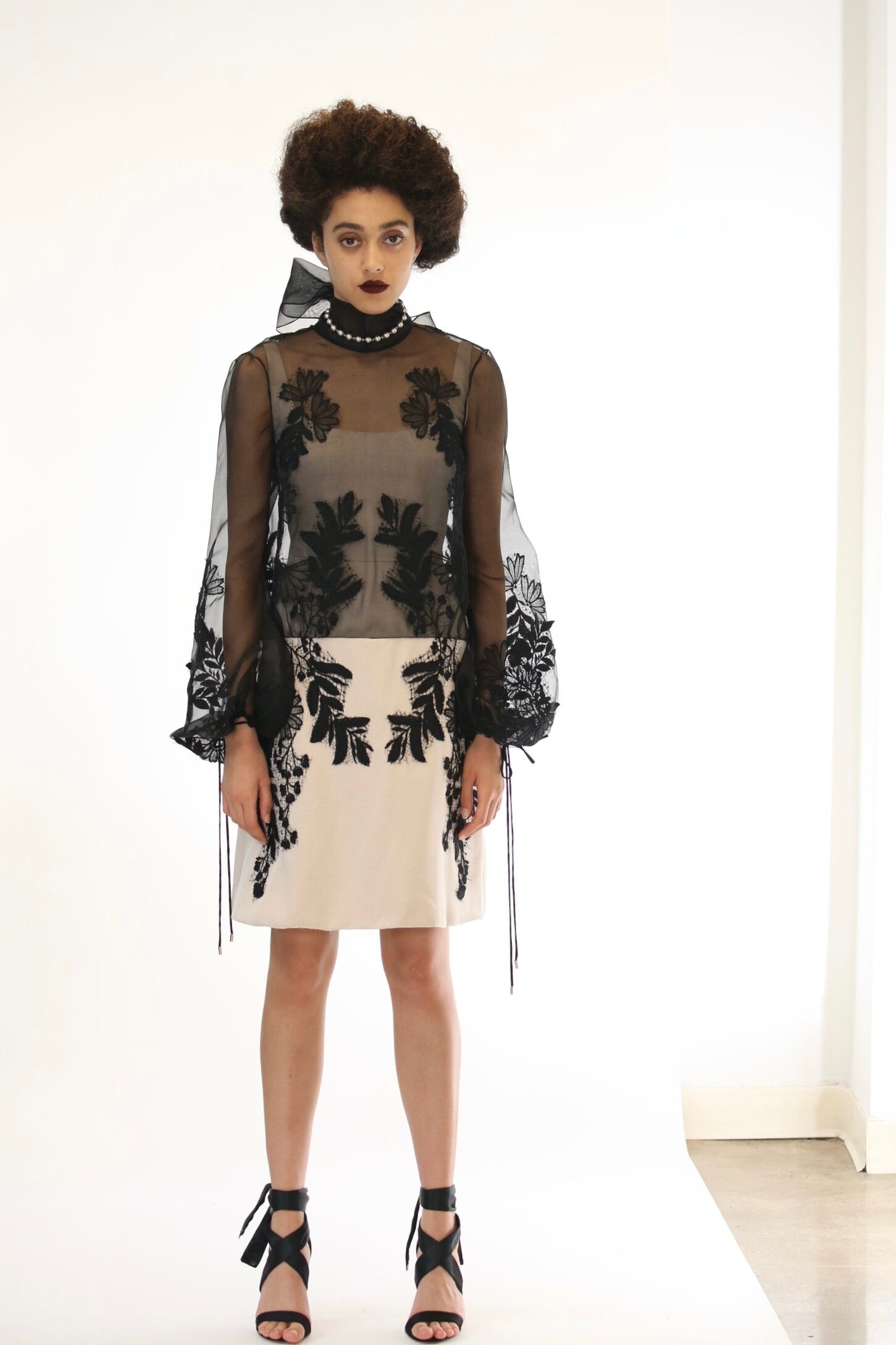 organza applique dress Esteban A-line Flower Applique Organza Floor Length Dress
