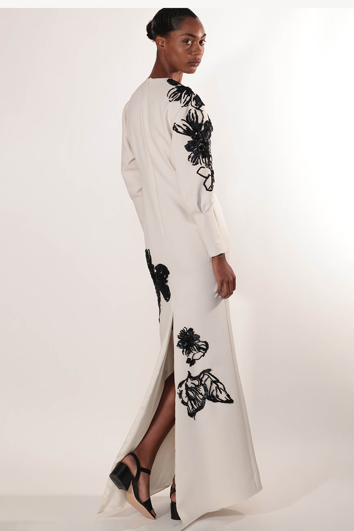 Embroidered Cady Dropped Sleeve Gown 2