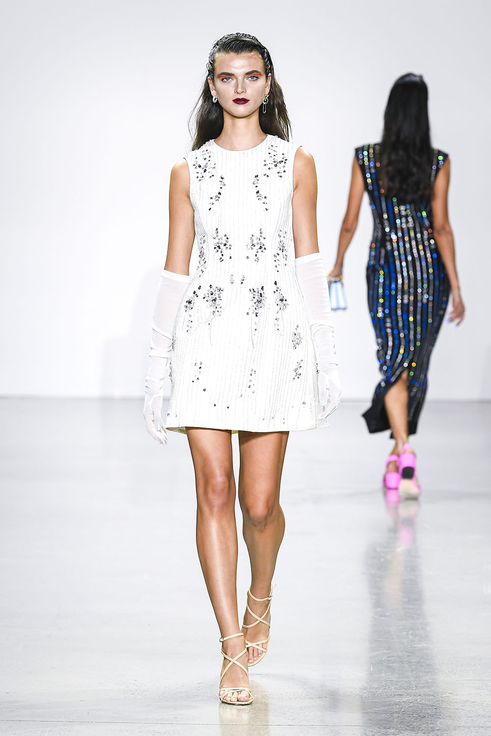 Crystal Embroidered Faille Mini Dress Crystal Embroidered Faille Mini Dress