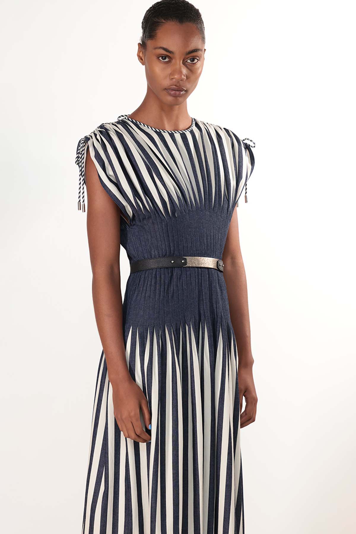 Japanese Striped Day Dress with Drawstring Details 1