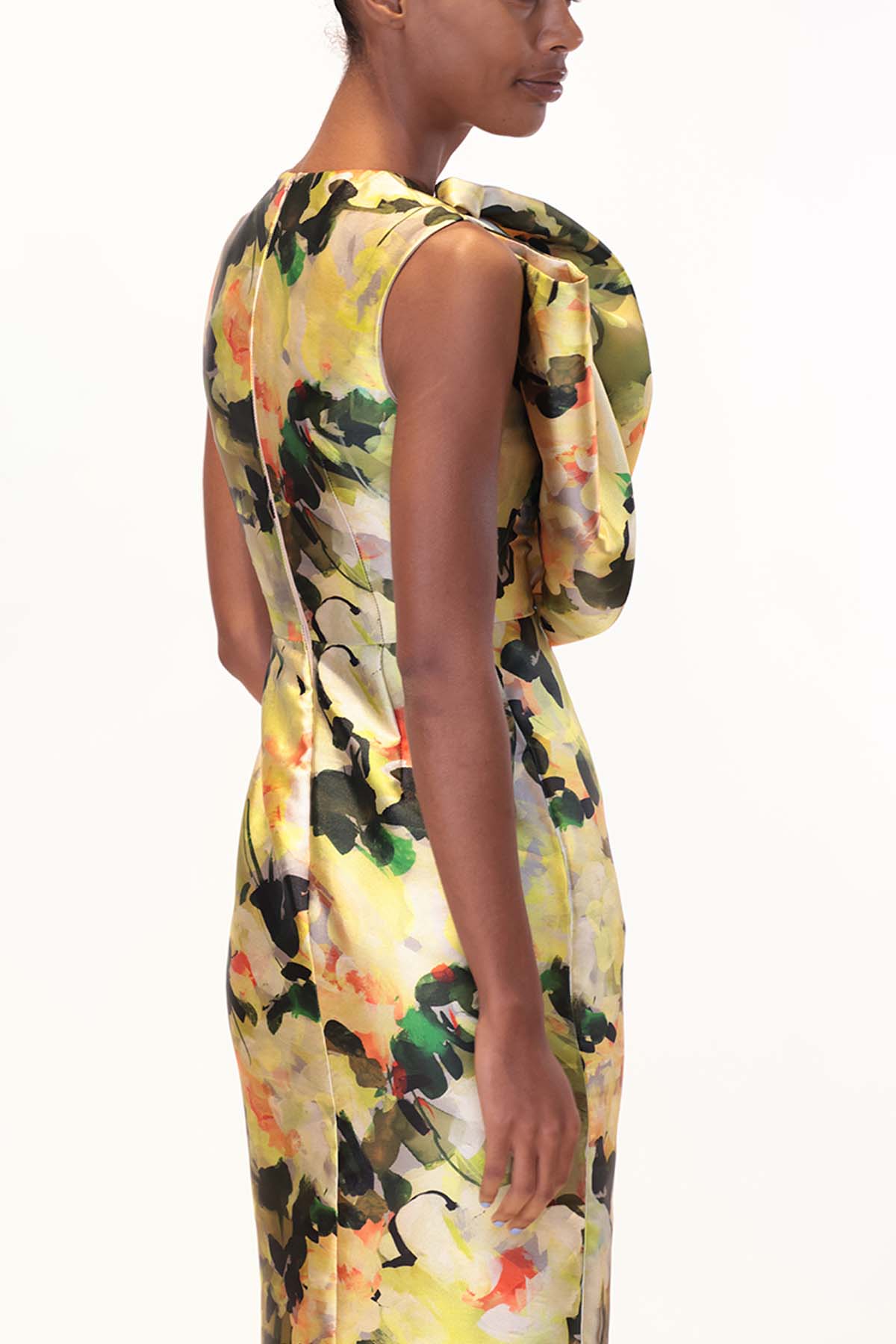 Bow Draped Bodice Printed Dress 3