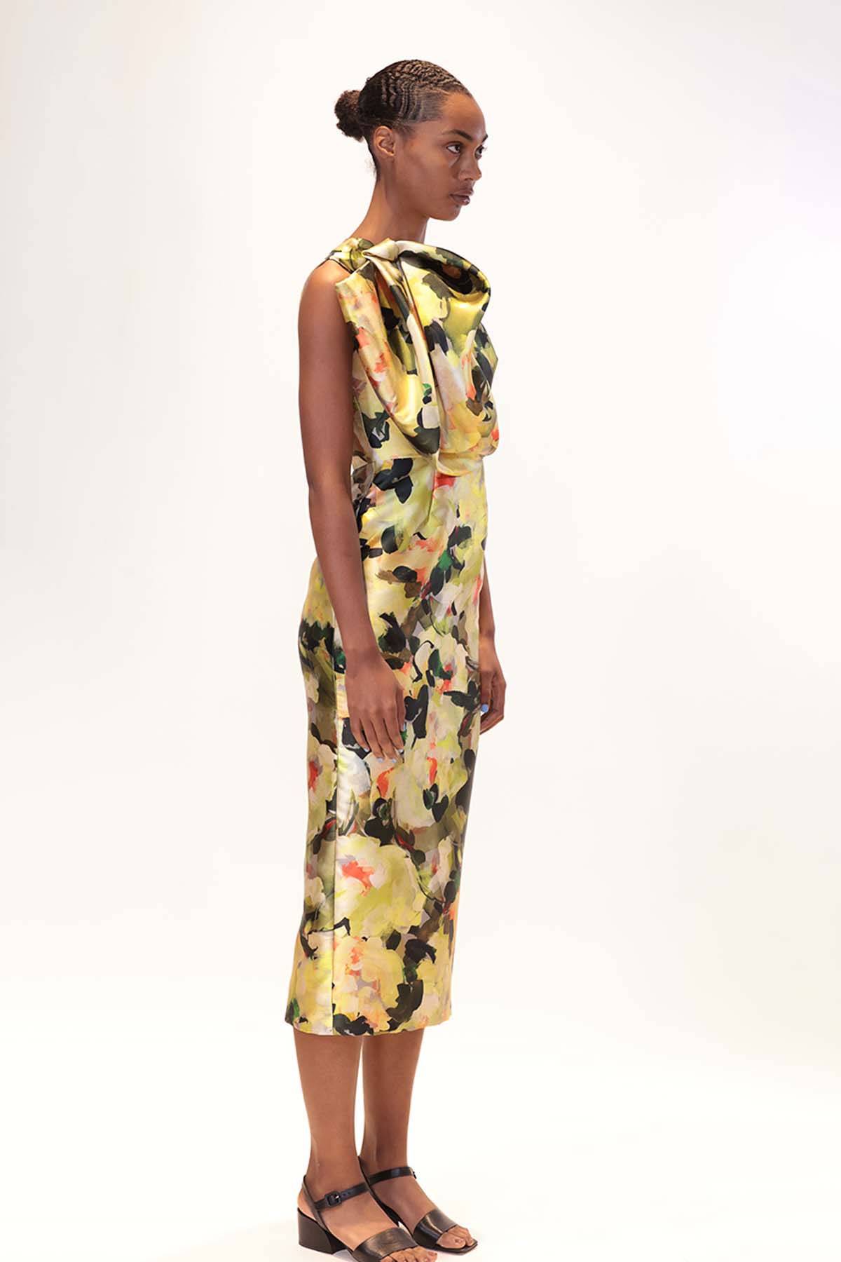 Bow Draped Bodice Printed Dress 2