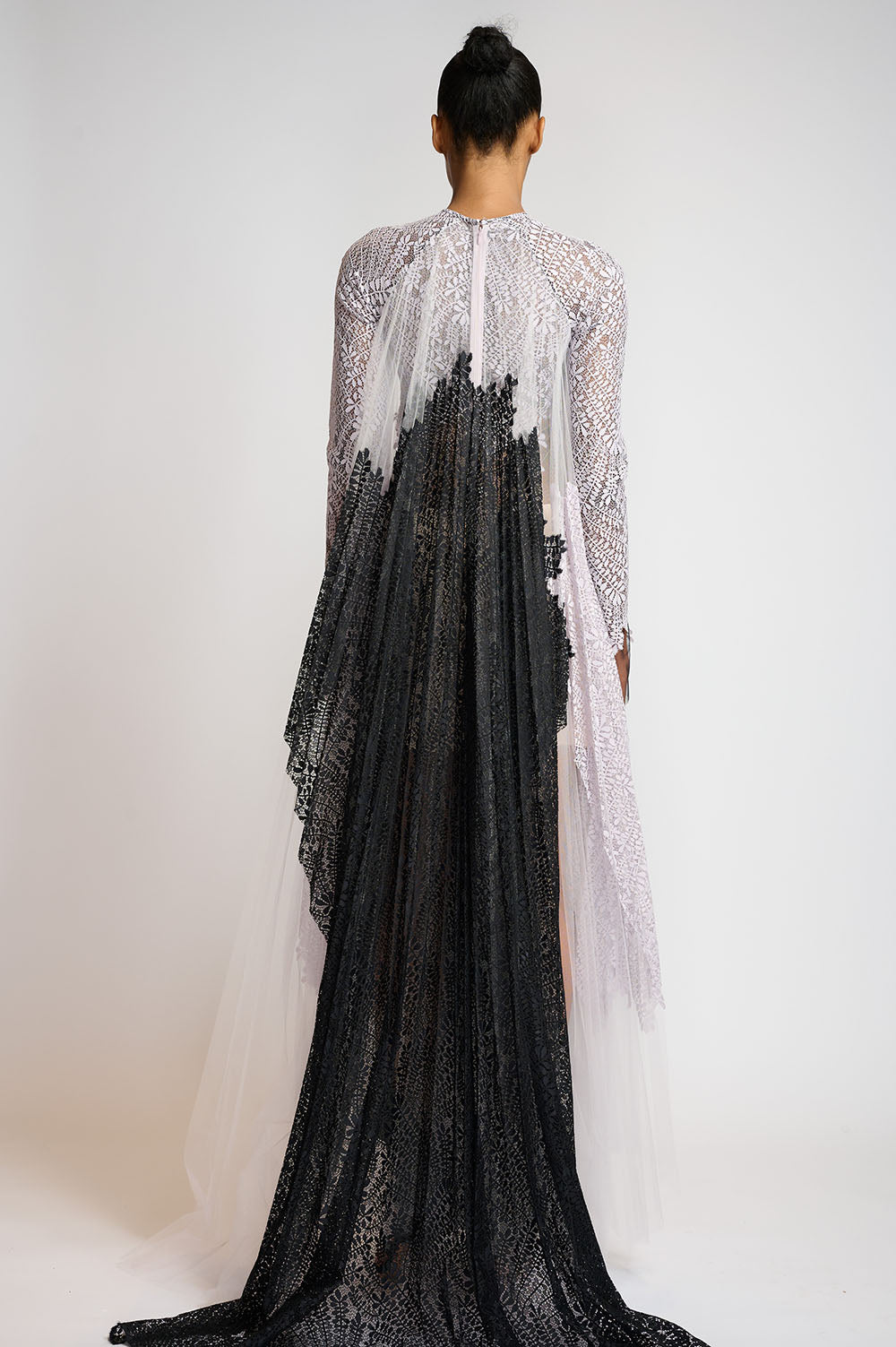 Lilac And Onyx Locust Leaf Lace and Tulle Gown 3