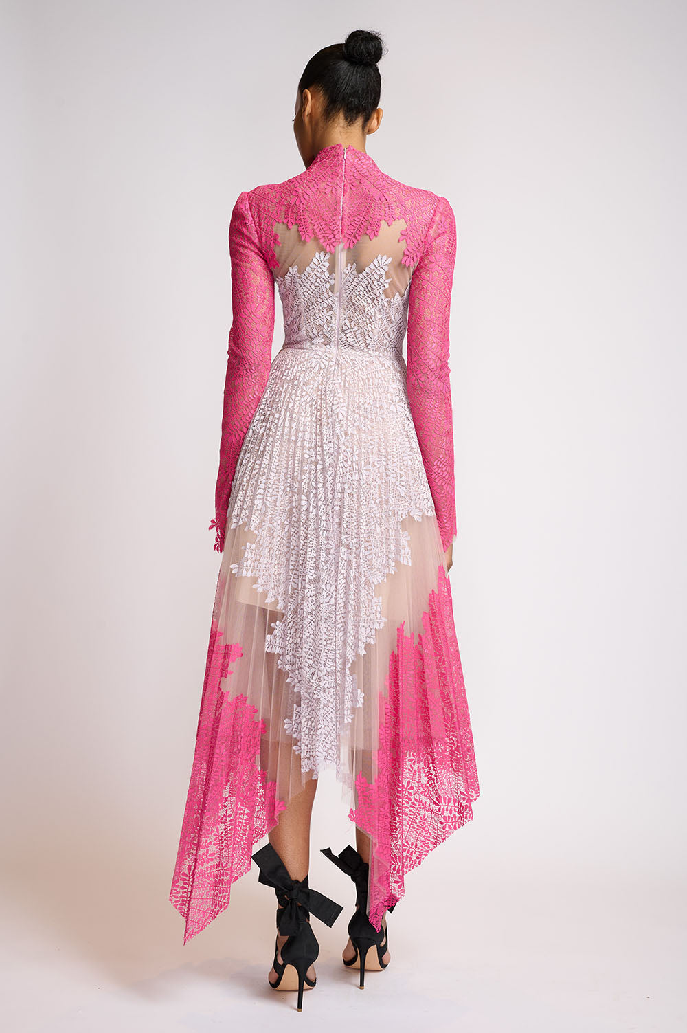 Pleated Locust Leaf Dress with Asymentrical Hemline 3
