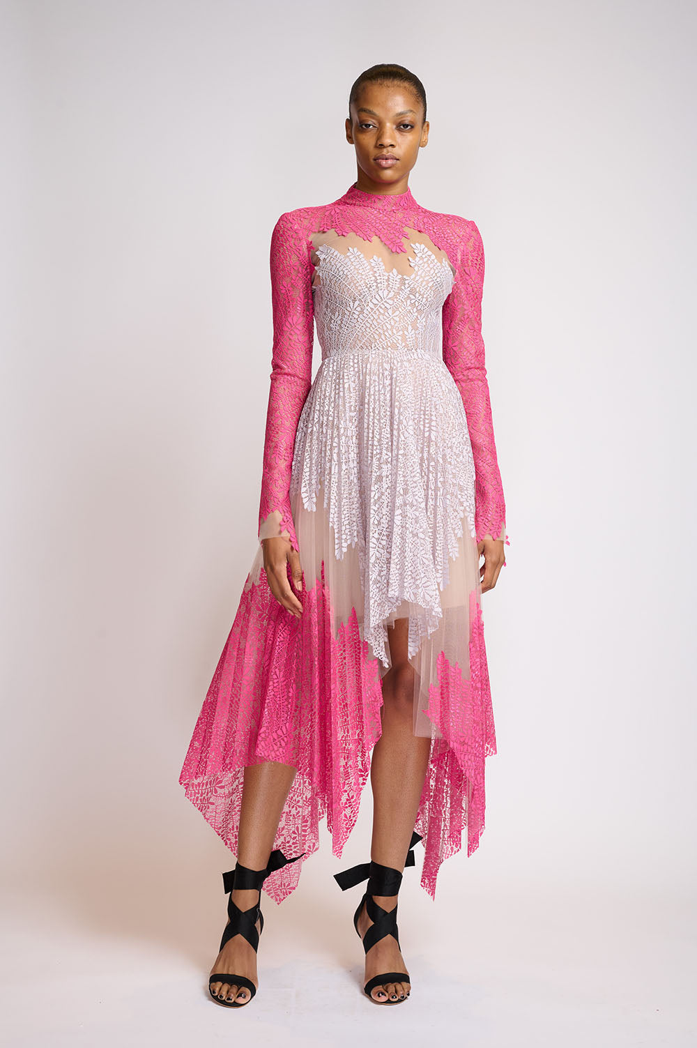 Pleated Locust Leaf Dress with Asymentrical Hemline Pleated Locust Leaf Dress with Asymentrical Hemline