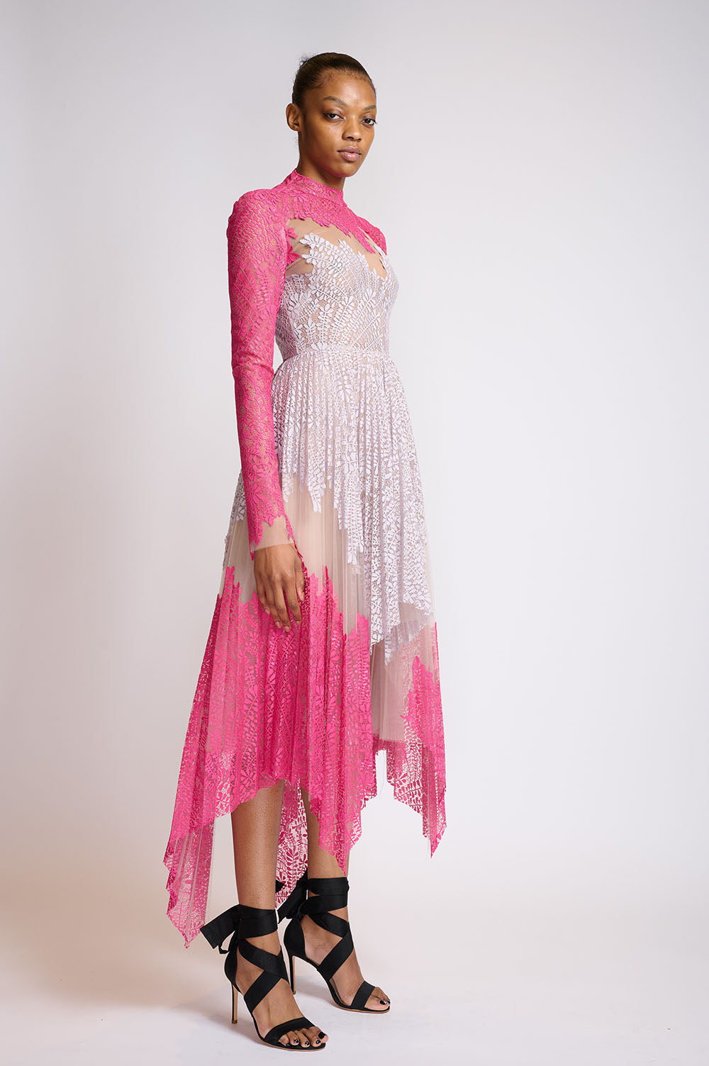 Pleated Locust Leaf Dress with Asymentrical Hemline 2
