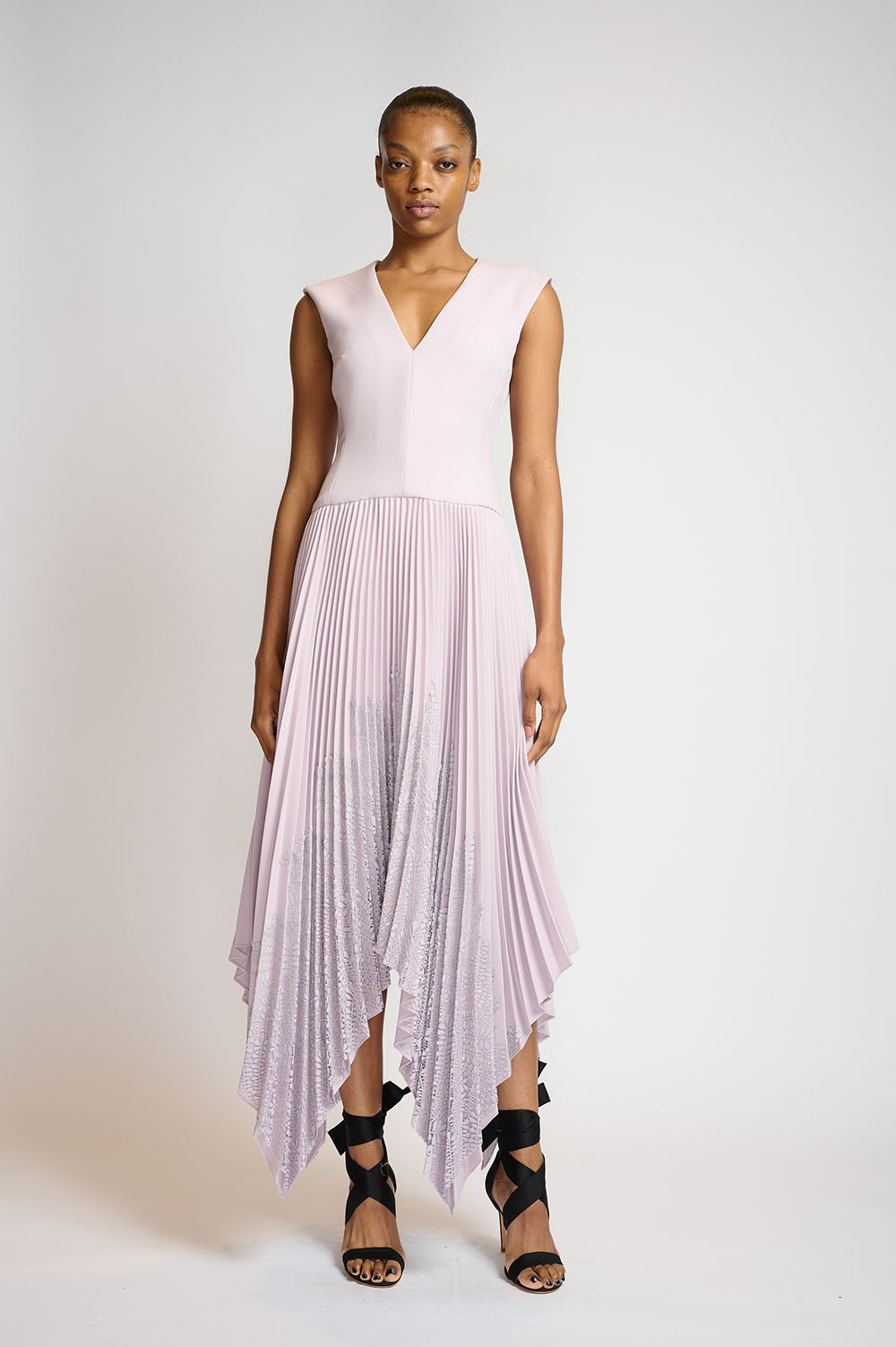 Pleated locust leaf Applique Cady Day Dress 1