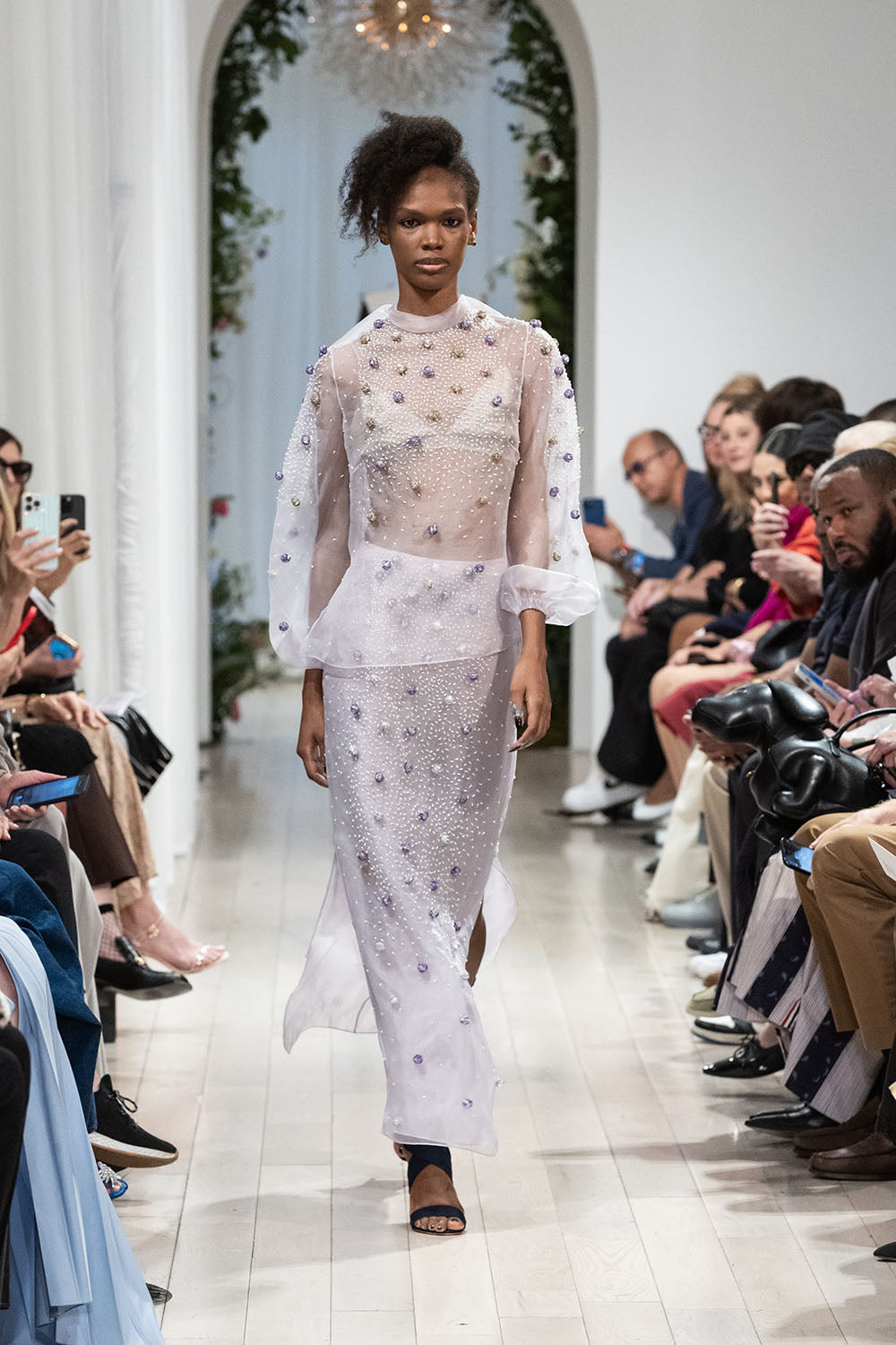 Lilac Silk Organza Blouse With Sequined Pearl Embroidery 4