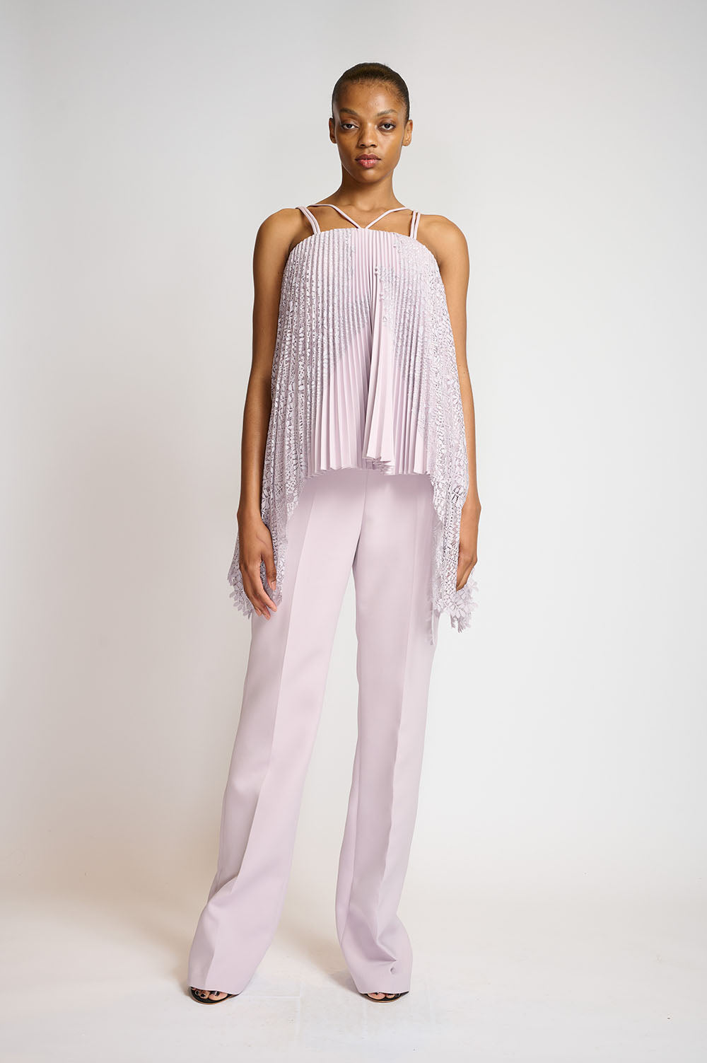 Lilac Pleated Top With Locust Lace Applique 1