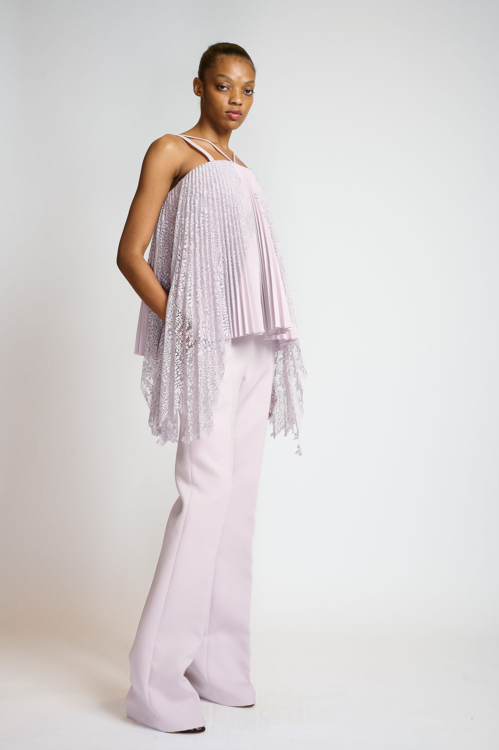 Lilac Pleated Top With Locust Lace Applique 2