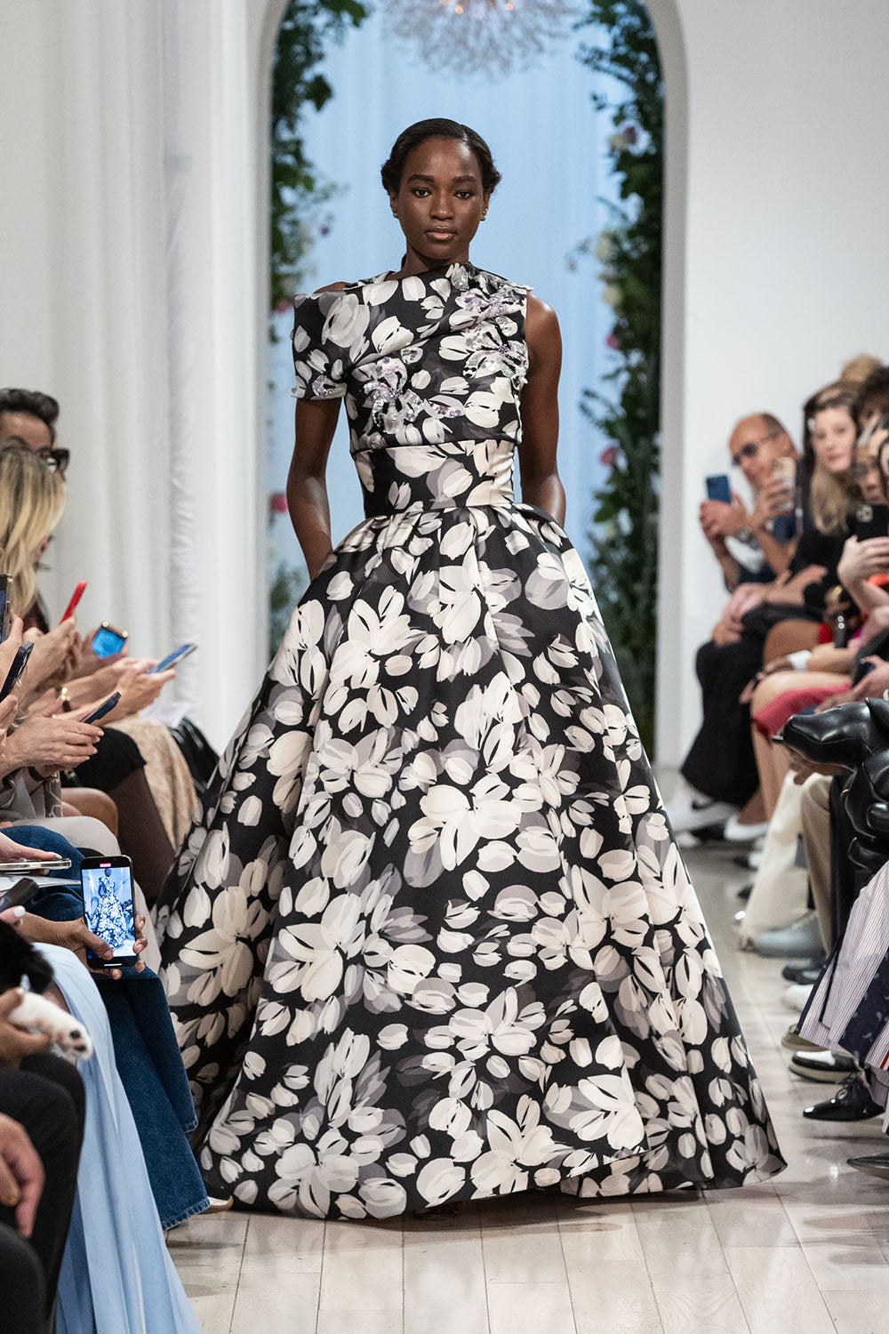 Sepia blossom printed twill embroidered top 2