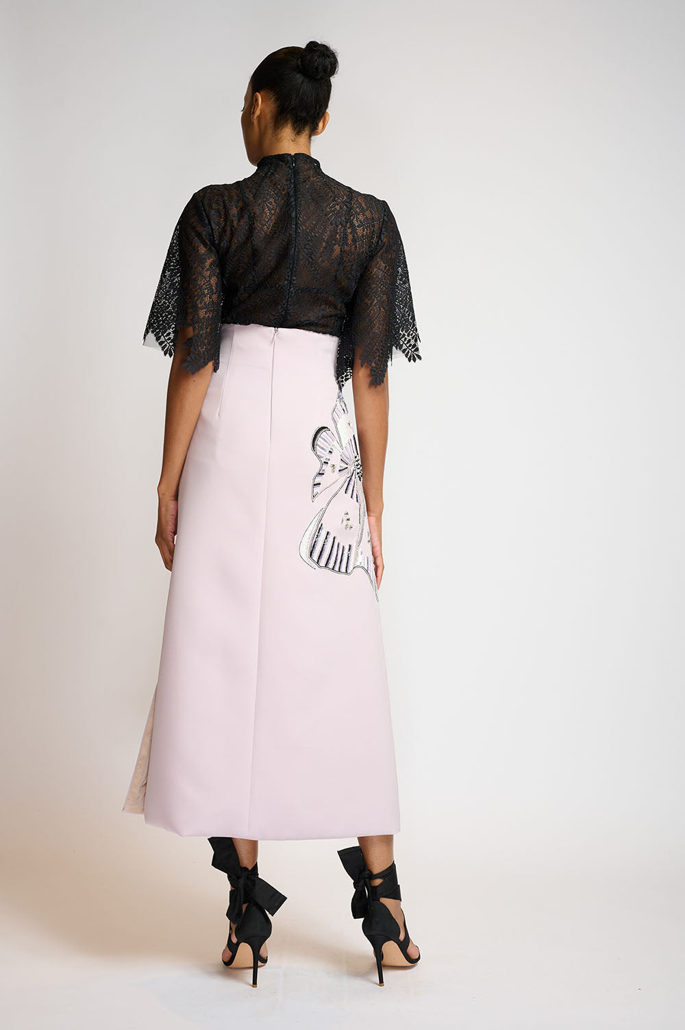 Cady hibiscus embroidered high waisted skirt 3