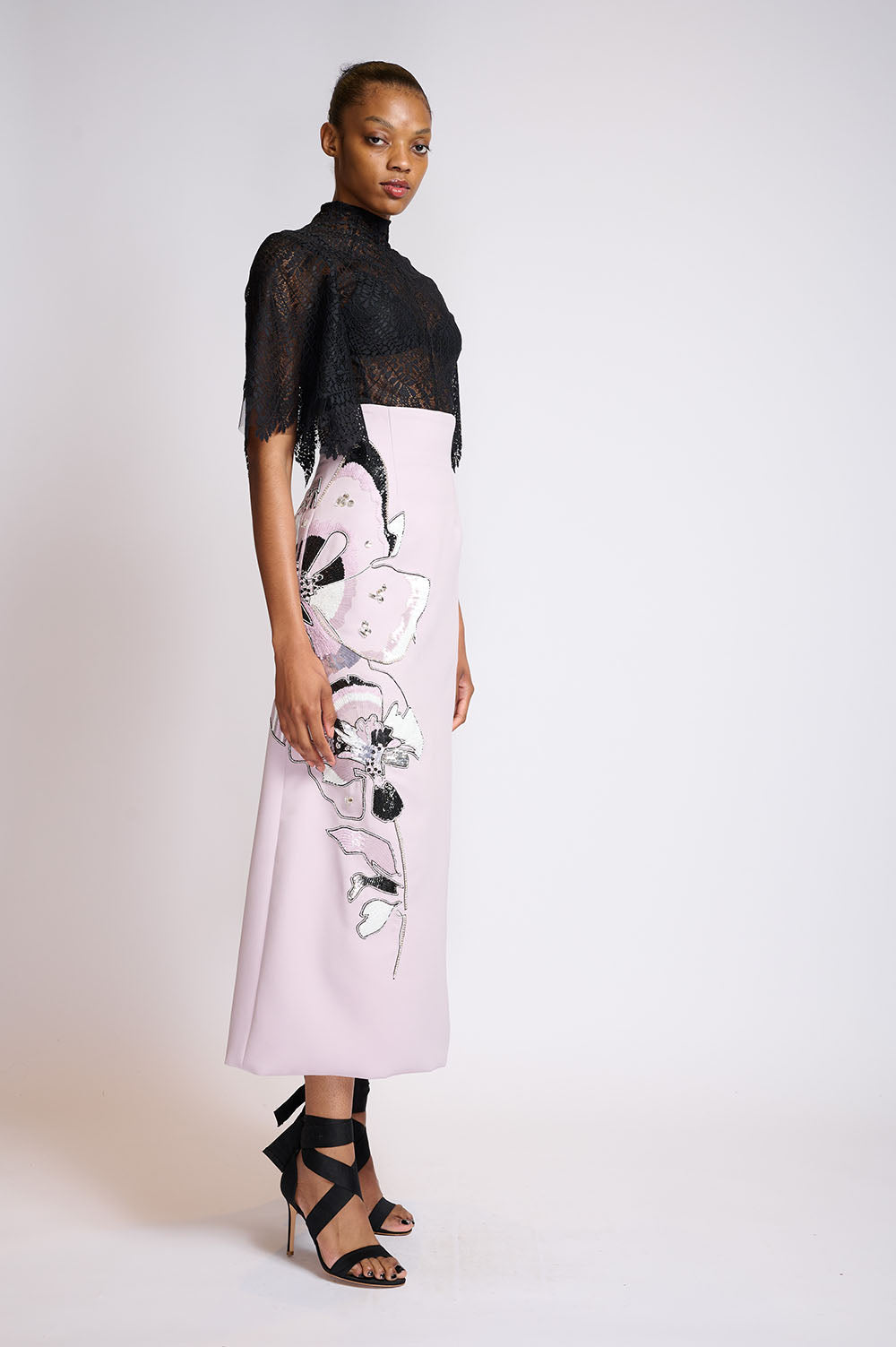 Cady hibiscus embroidered high waisted skirt 2