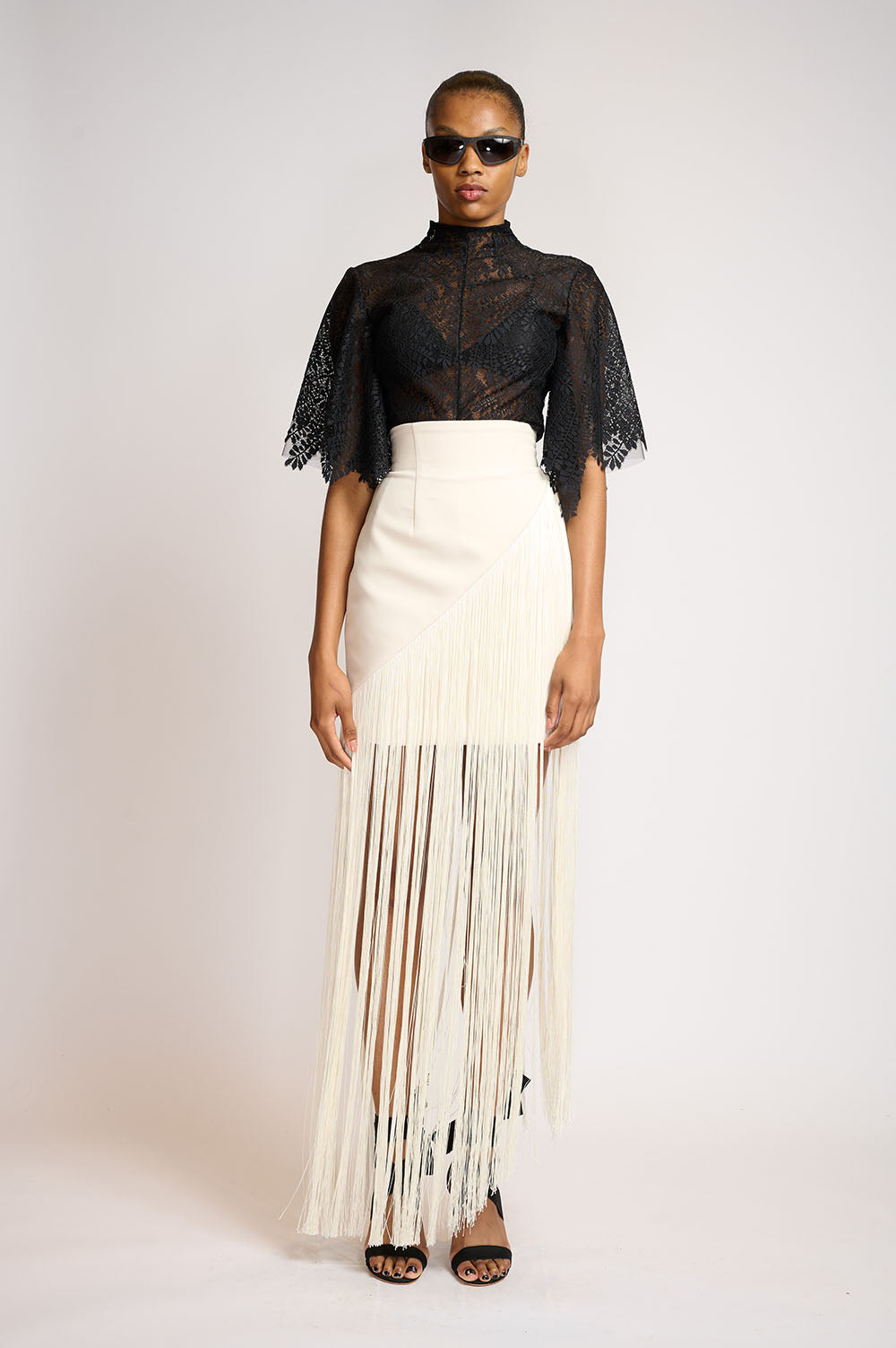 High Waisted Mini Skirt With Tassel Hem 1